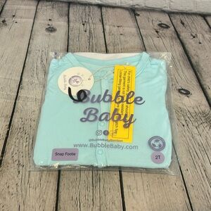 Bubble Baby Powder Blue Bamboo Snap Footie